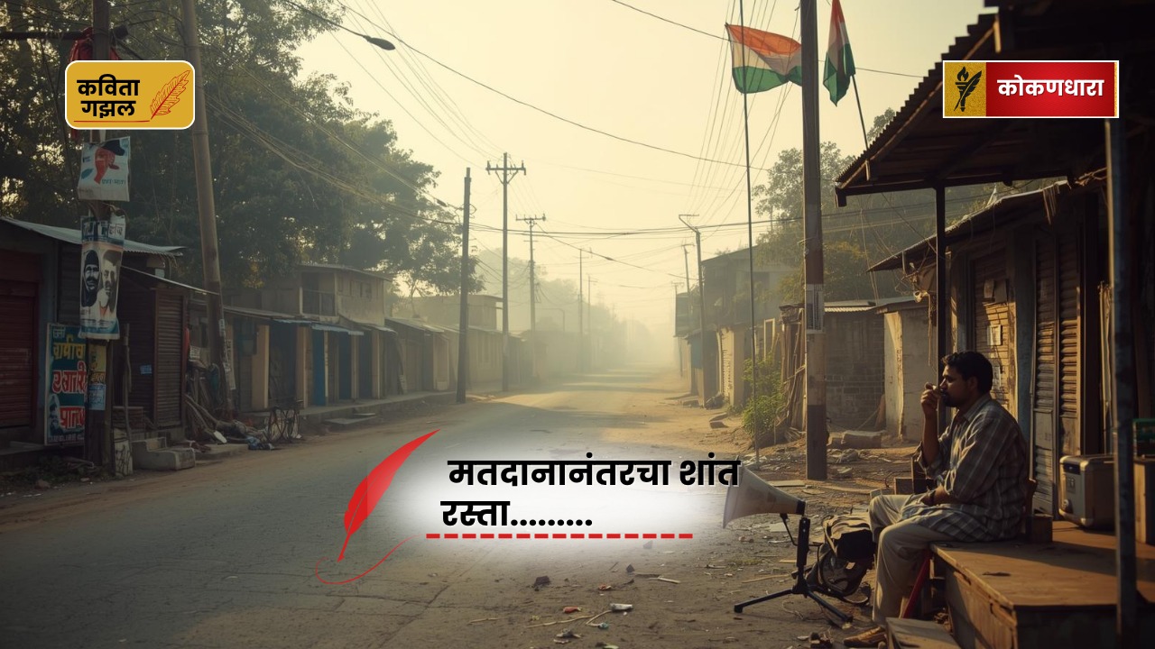 मतदानानंतरचा शांत रस्ता – राजकीय व्यंगात्मक मराठी कविता