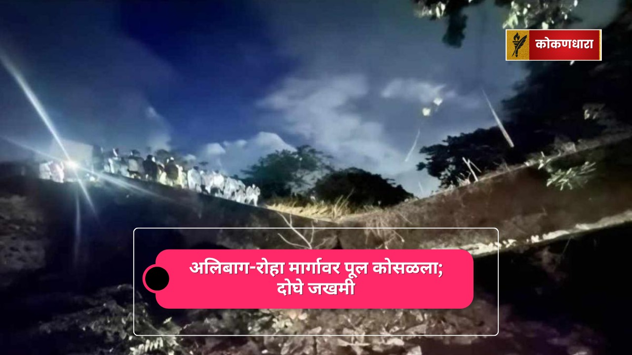 अलिबाग-रोहा मार्गावर पूल कोसळला; दोघे जखमी