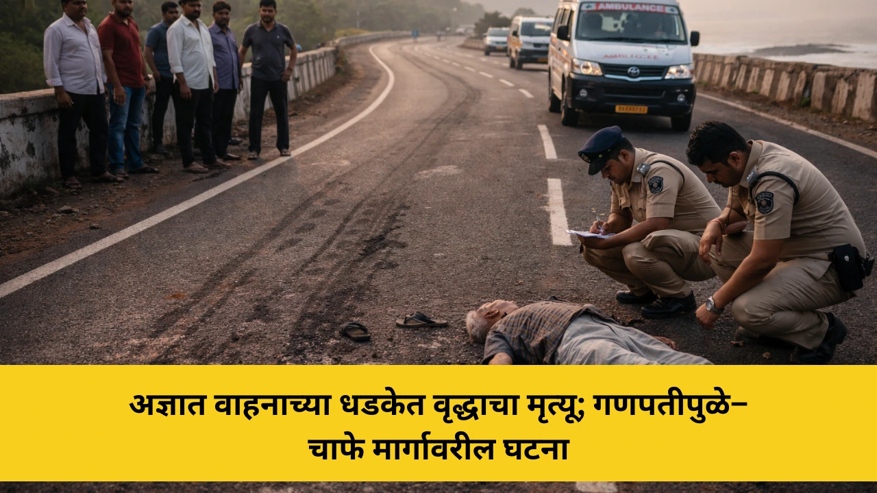 कोकणची बातमी 55 अज्ञात वाहनाच्या धडकेत वृद्धाचा मृत्यू; गणपतीपुळे–चाफे मार्गावरील घटना