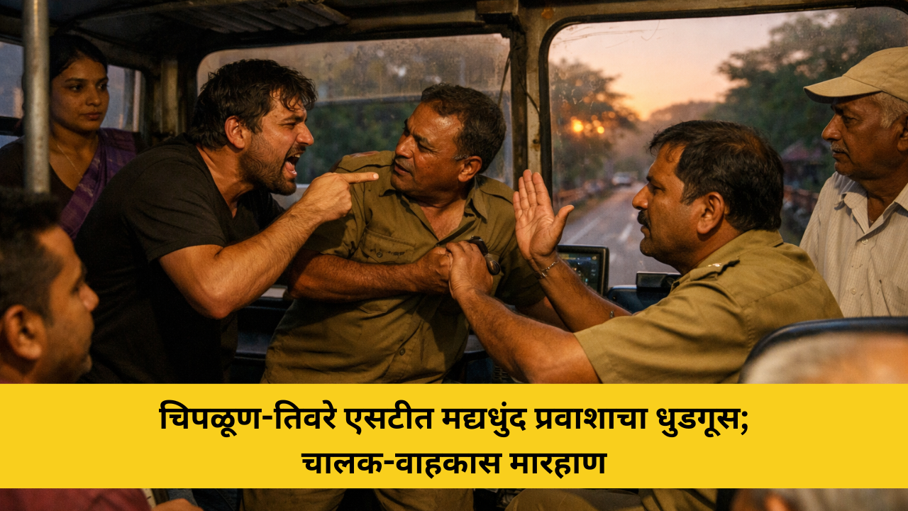 चिपळूण-तिवरे एसटीत मद्यधुंद प्रवाशाचा धुडगूस; चालक-वाहकास मारहाण