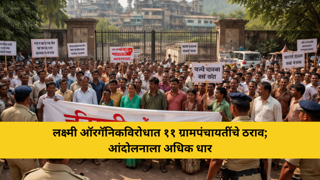 लक्ष्मी ऑरगॅनिकविरोधात ११ ग्रामपंचायतींचे ठराव; आंदोलनाला अधिक धार 1 खेड तालुक्यात लक्ष्मी ऑरगॅनिक कंपनीविरोधात ११ ग्रामपंचायतींचे ठराव; कंपनी बंदच्या मागणीसाठी आंदोलन तीव्र