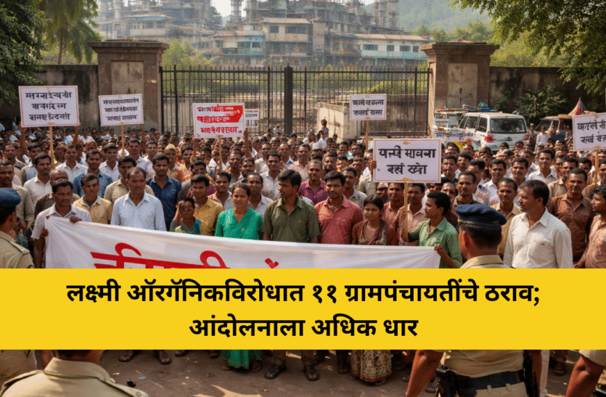 खेड तालुक्यात लक्ष्मी ऑरगॅनिक कंपनीविरोधात ११ ग्रामपंचायतींचे ठराव; कंपनी बंदच्या मागणीसाठी आंदोलन तीव्र