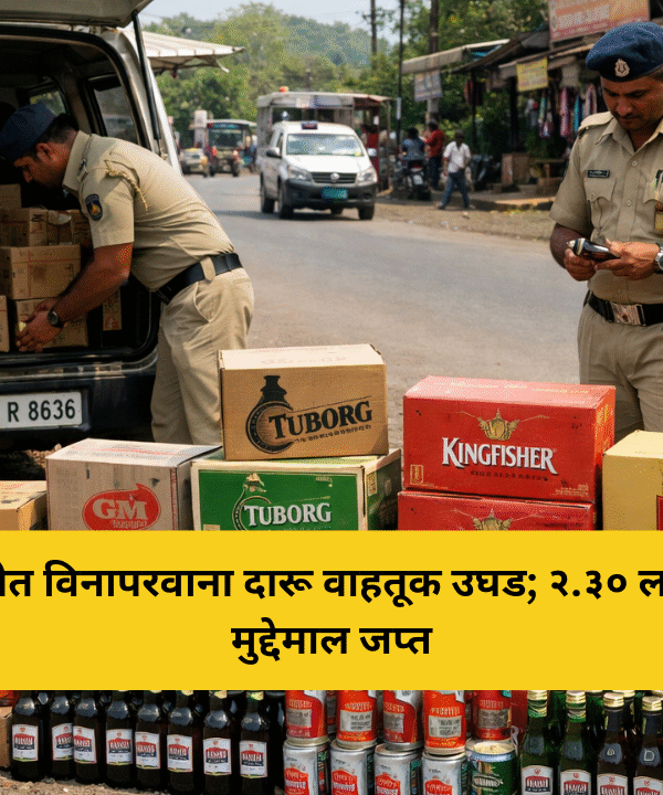 दापोलीत विनापरवाना दारू वाहतूक उघड; २.३० लाखांचा मुद्देमाल जप्त