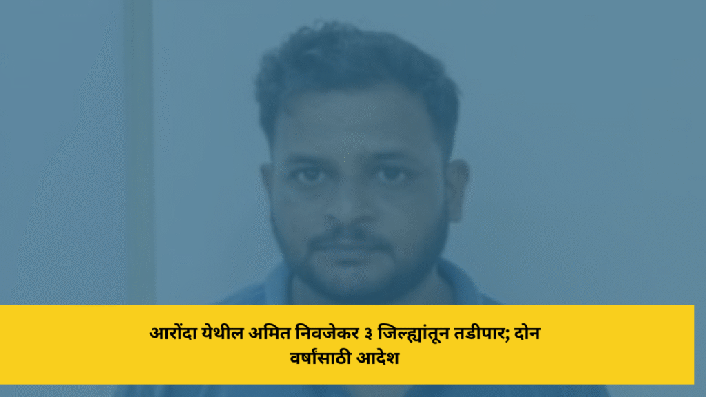 आरोंदा येथील अमित निवजेकर ३ जिल्ह्यांतून तडीपार; दोन वर्षांसाठी आदेश