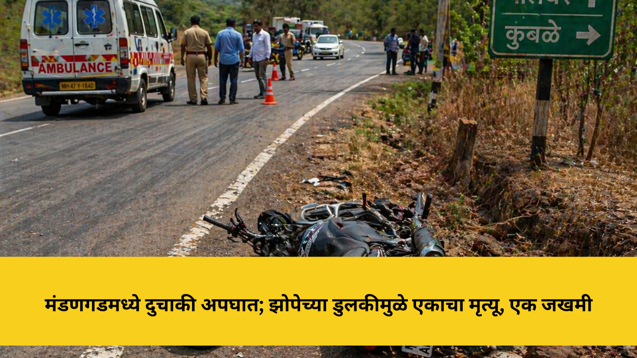 मंडणगडमध्ये दुचाकी अपघात; झोपेच्या डुलकीमुळे एकाचा मृत्यू, एक जखमी