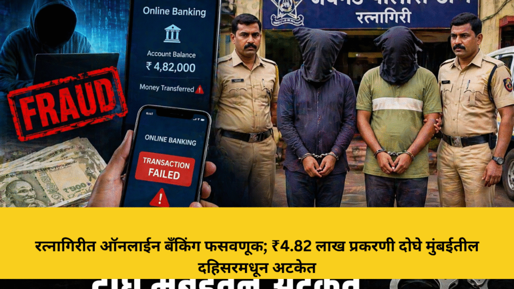 रत्नागिरीत ऑनलाईन बँकिंग फसवणूक; ₹4.82 लाख प्रकरणी दोघे मुंबईतील दहिसरमधून अटकेत