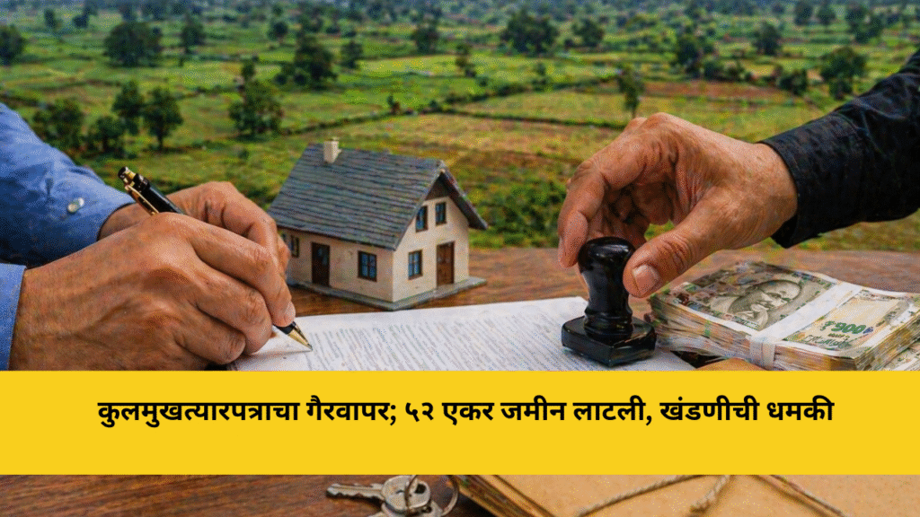 कुलमुखत्यारपत्राचा गैरवापर; ५२ एकर जमीन लाटली, खंडणीची धमकी