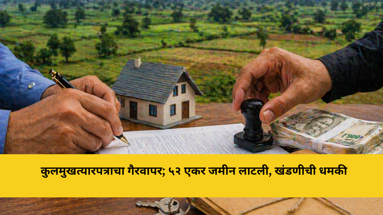 कुलमुखत्यारपत्राचा गैरवापर; ५२ एकर जमीन लाटली, खंडणीची धमकी
