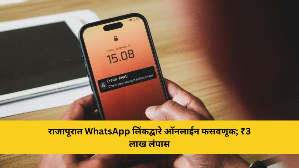 राजापूरात ऑनलाईन फसवणूक झाल्याची पोलिसात तक्रार 5 राजापूरात WhatsApp लिंकद्वारे ऑनलाईन फसवणूक; ₹3 लाख लंपास